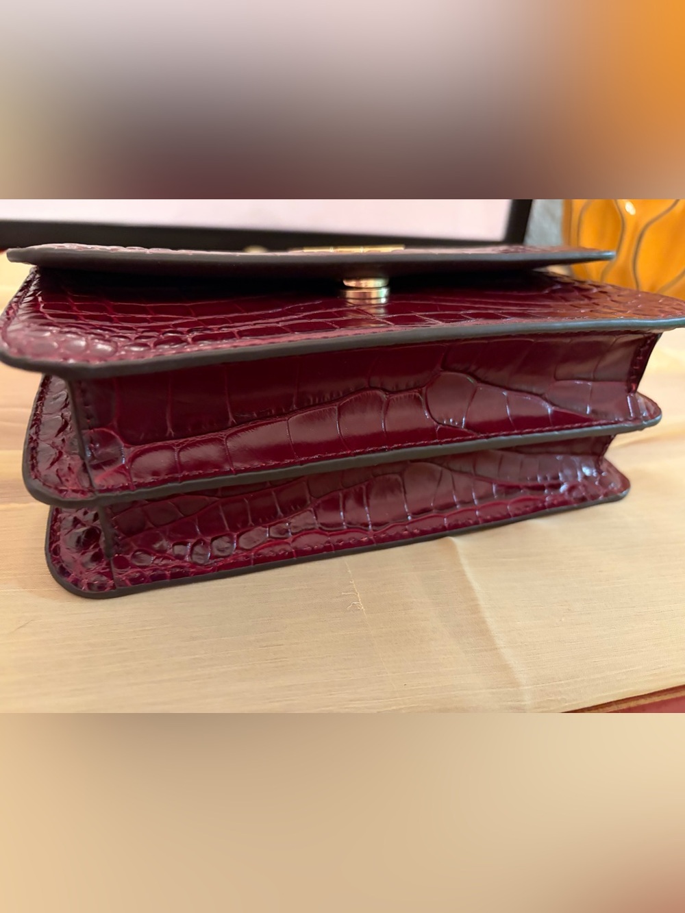 Tory Burch- Claret color, Britten Croc Convertible Crossbody. NWT. - Picture 5 of 7